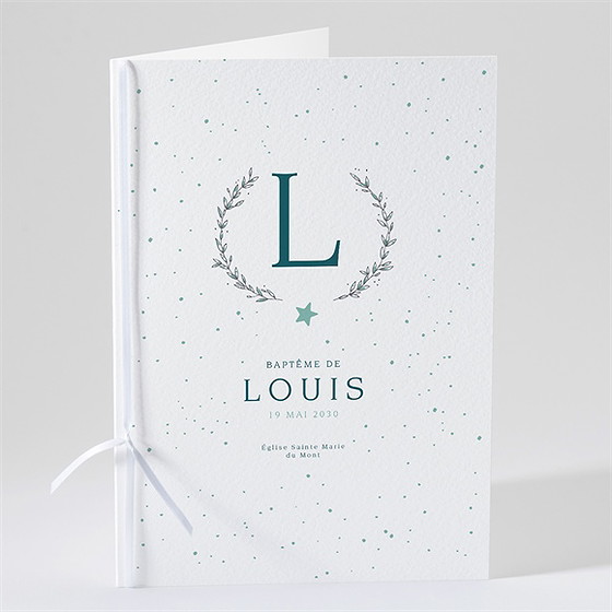 Livret de messe baptême initiale argentée