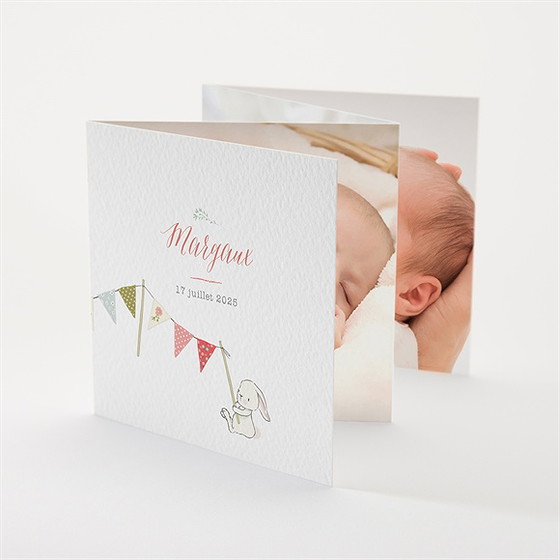 Faire-part naissance tendre guirlande accordéon