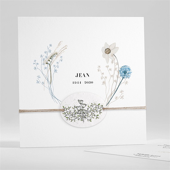 Remerciement décès ornement ensemencé