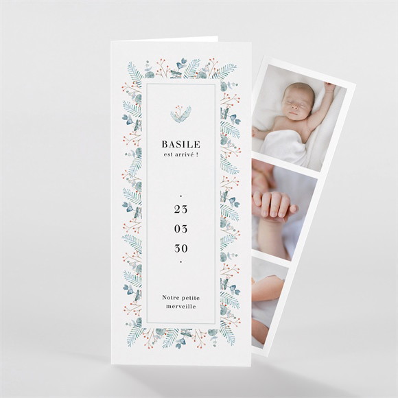 Faire-part naissance Esquisse Végétale photomaton réf.N981173