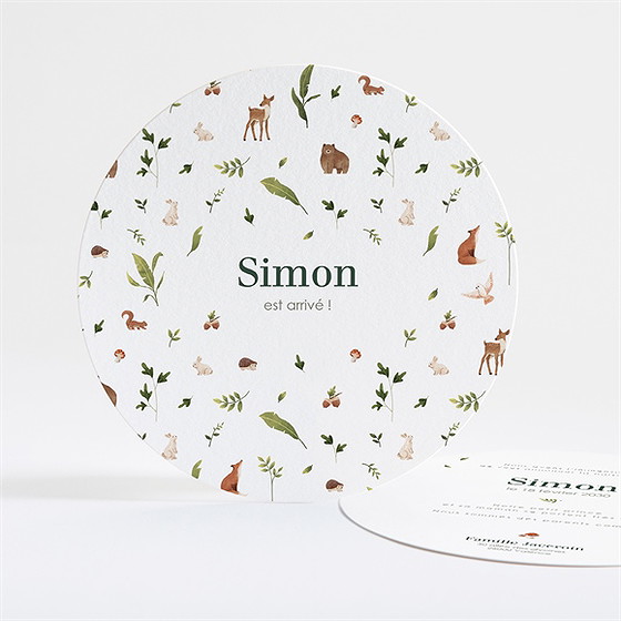 Faire-part naissance petite jungle rond