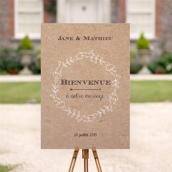 Panneau bienvenue Kraft en folie réf.N260129