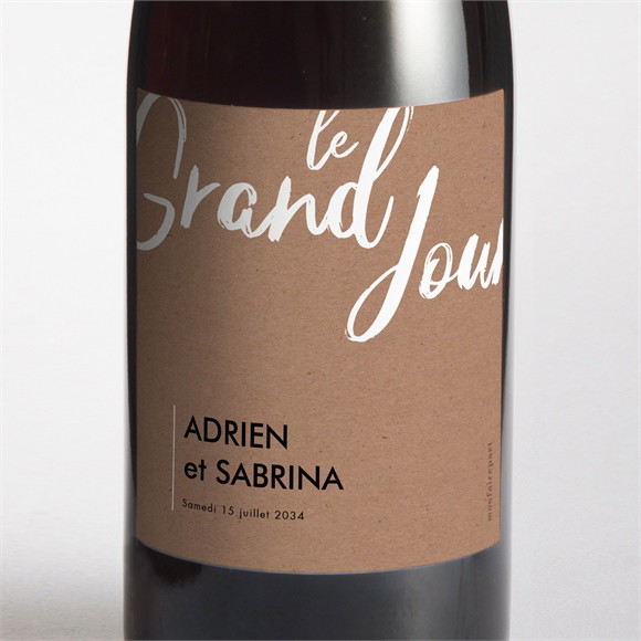 Etiquette de bouteille mariage Pur Kraft réf.N3001947