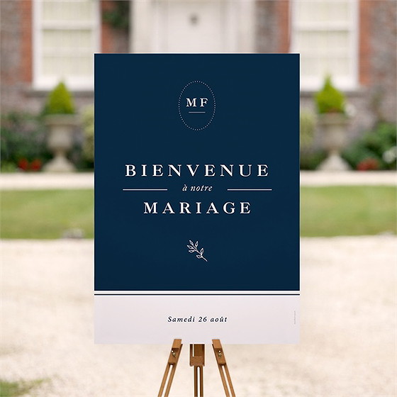 Panneau bienvenue bleu romantique