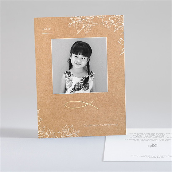 Faire-part communion illuminations portrait