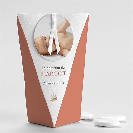 Boîte de dragées baptême florilège étui