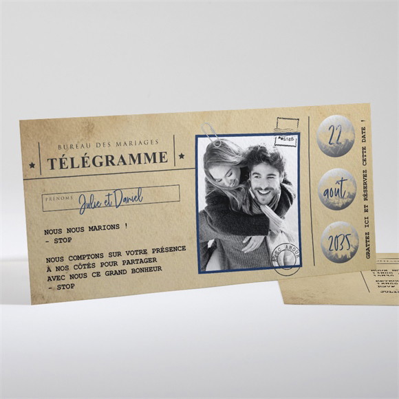 Faire-part mariage Notre Télégramme à gratter réf.N131138