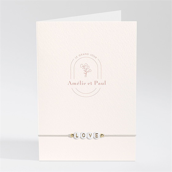 Faire-part mariage tendre capsule plié