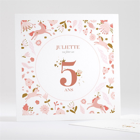 Invitation anniversaire Licornes roses réf.N351443