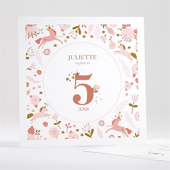 Invitation anniversaire licornes roses