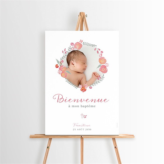 Panneau bienvenue cadre de fleurs