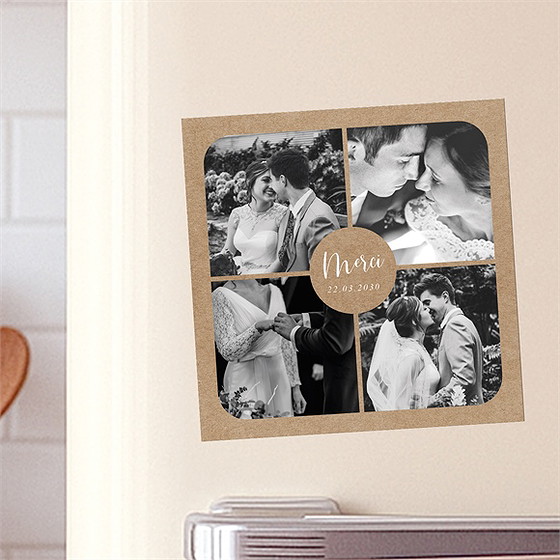 Remerciement mariage couronnés d'etoiles magnet