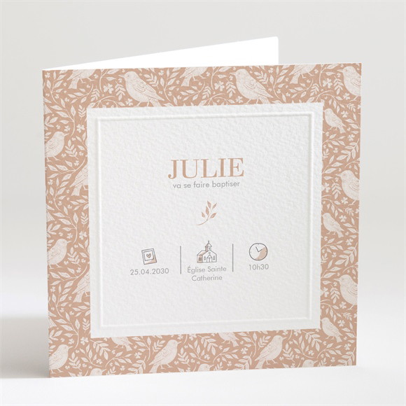 Faire-part de baptême Mes Petits Oiseaux gaufrage réf.N451456