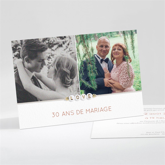 Invitation anniversaire de mariage Doux souvenirs réf.N111331