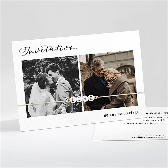 Invitation anniversaire de mariage 60 ans de mariage bracelet