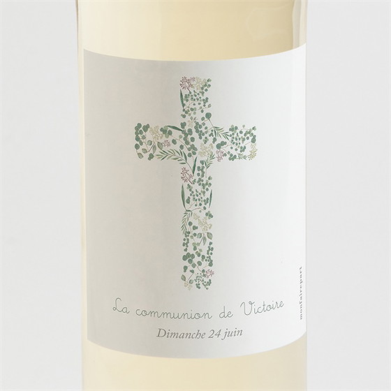 Etiquette de bouteille communion printanier