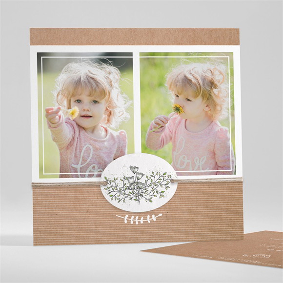 Faire-part de baptême Pele mele photo original carré réf.N351458