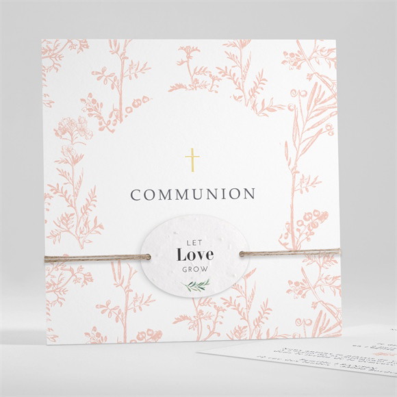 Faire-part communion Gravures végétales ensemencé réf.N351460