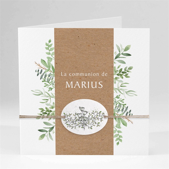 Faire-part communion Illustration végétale plié réf.N451465