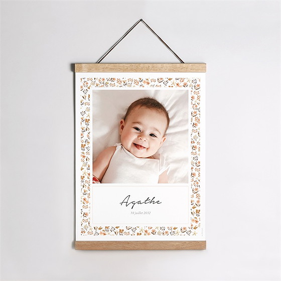 Affiche naissance automne en fleurs