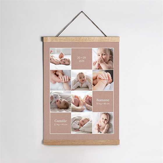 Affiche naissance jumeaux et jumelles