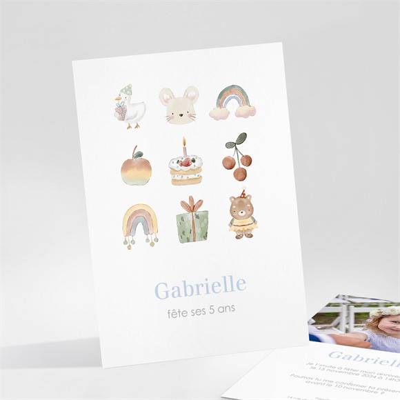 Invitation anniversaire Petites illustrations réf.N25190