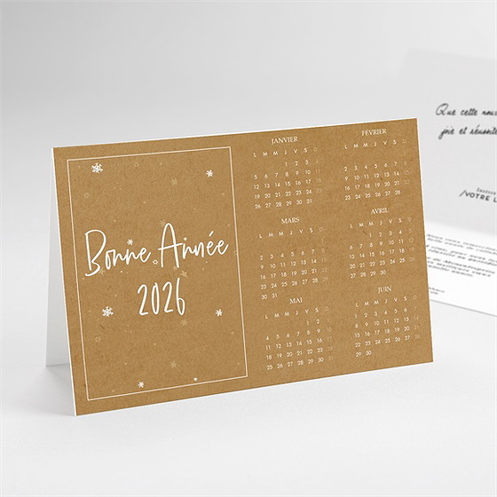Carte de voeux voeux enneigés calendrier