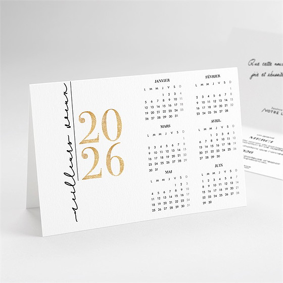 Carte de voeux calligraphie calendrier