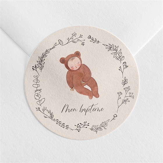Sticker baptême bébé nounours