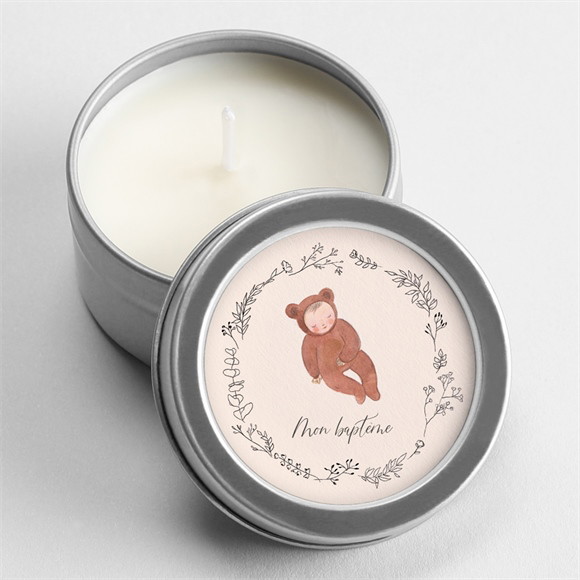 Bougie baptême Bébé Nounours argent réf.N3601780