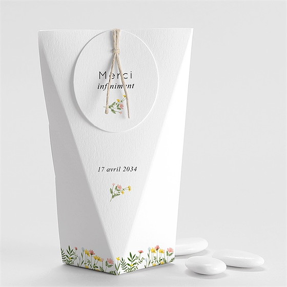 Boîte de dragées mariage joie champetre étui