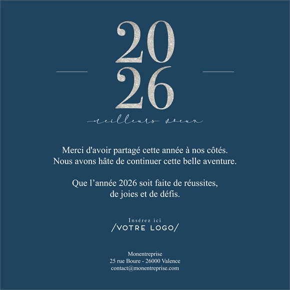 Carte de voeux virtuelle image entreprise Couleur argent réf.ECARD_003