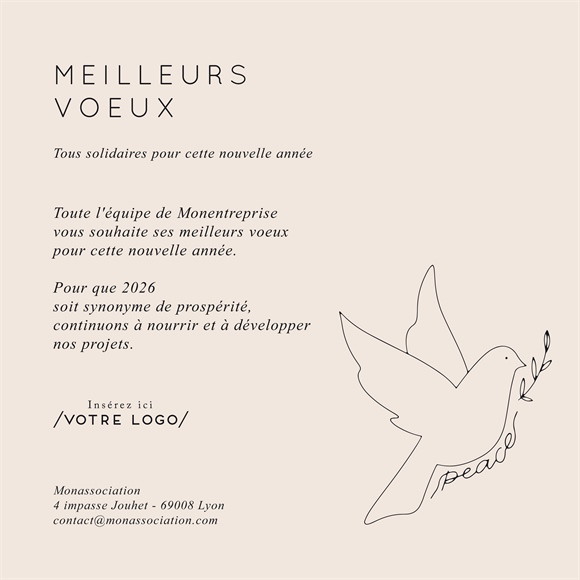 Carte de voeux virtuelle image entreprise Colombe de la paix réf.ECARD_007