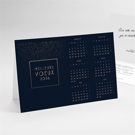 Carte de voeux scintillante calendrier