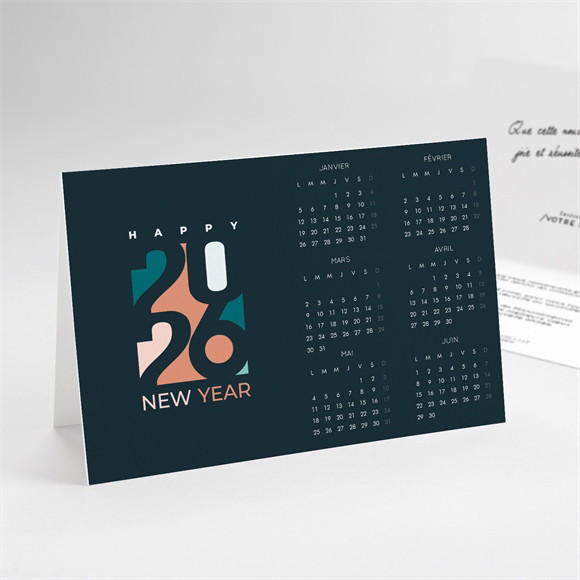 Carte de voeux Happy New Year ! Calendrier réf.N41133