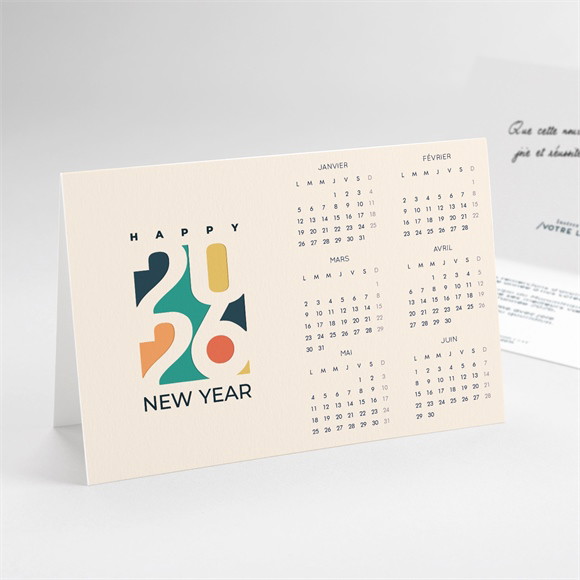 Carte de voeux Année en couleur calendrier réf.N41134