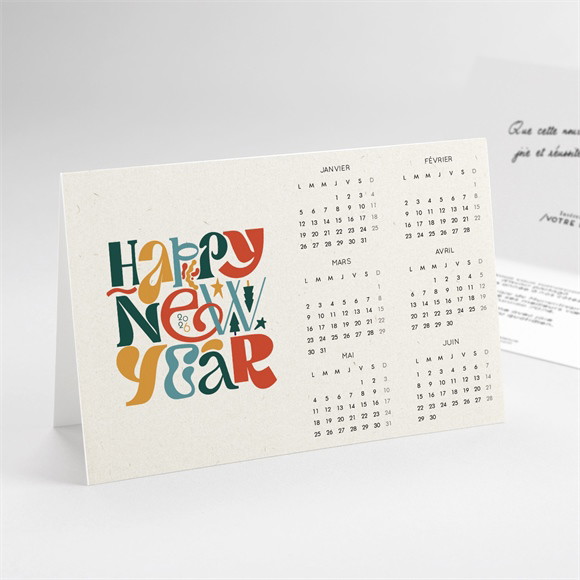 Carte de voeux New Year Vintage calendrier réf.N41137