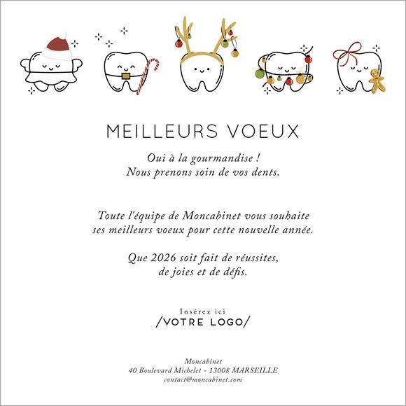 Carte de voeux virtuelle image entreprise Dentiste Noël réf.ECARD_028