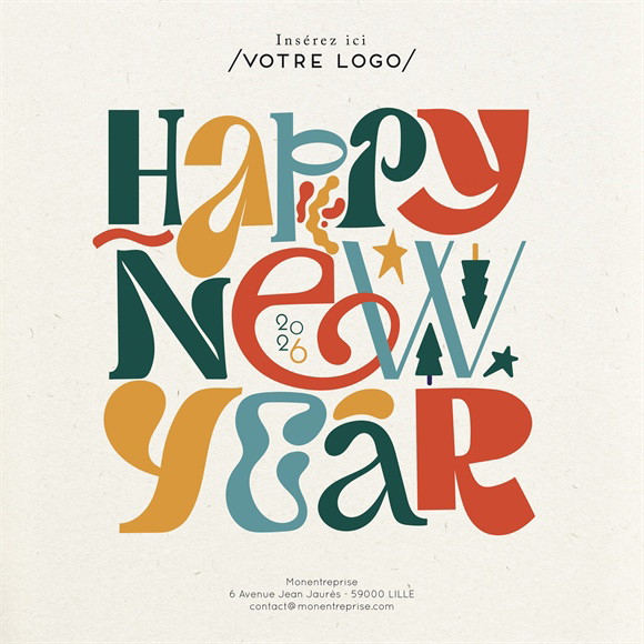 Carte de voeux virtuelle image entreprise New Year Vintage réf.ECARD_029