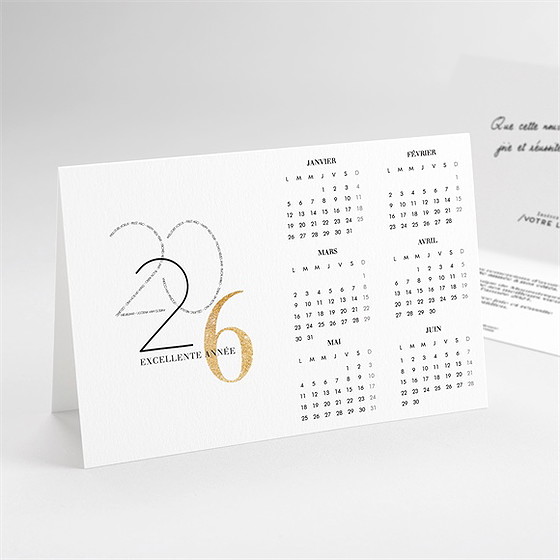 Carte de voeux année design calendrier