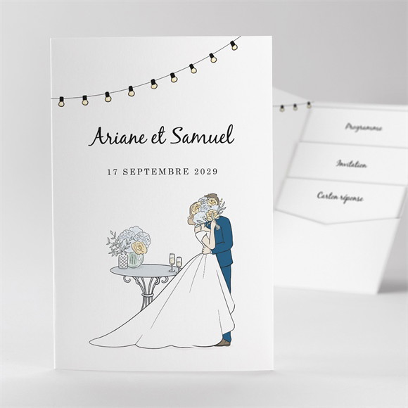 Faire-part mariage Guinguette pocketfold réf.N84145