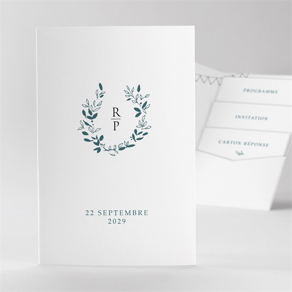 Faire-part mariage Belle couronne pocketfold réf.N84147
