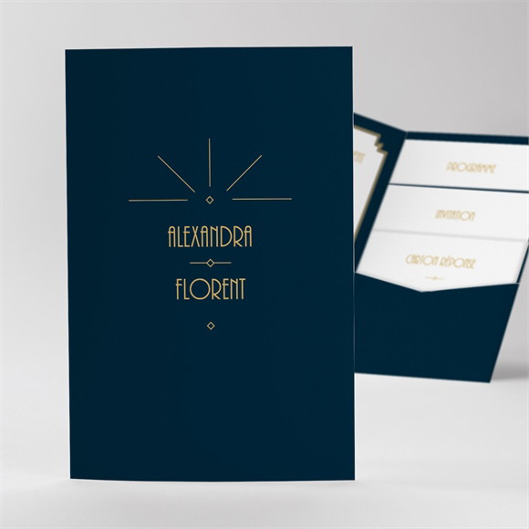 Faire-part mariage Art déco pocketfold réf.N84149