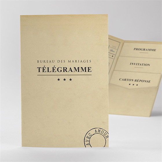 Faire-part mariage notre télégramme pocketfold
