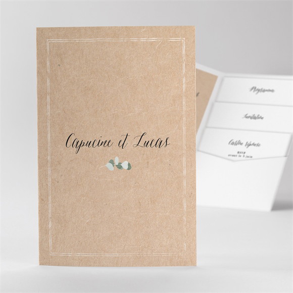 Faire-part mariage Eucalyptus pocketfold réf.N84162