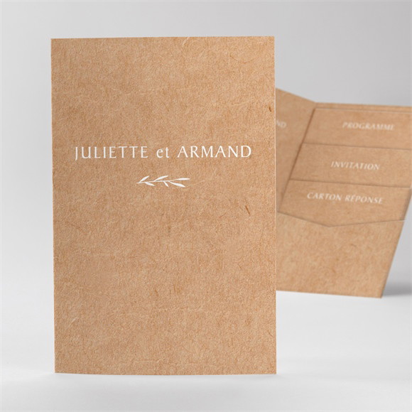 Faire-part mariage Bohème écolo pocketfold réf.N84163