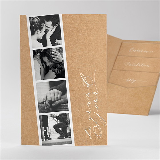 Faire-part mariage photomaton pocketfold