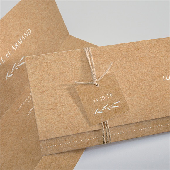 Faire-part mariage Bohème écolo pochette réf.N94179