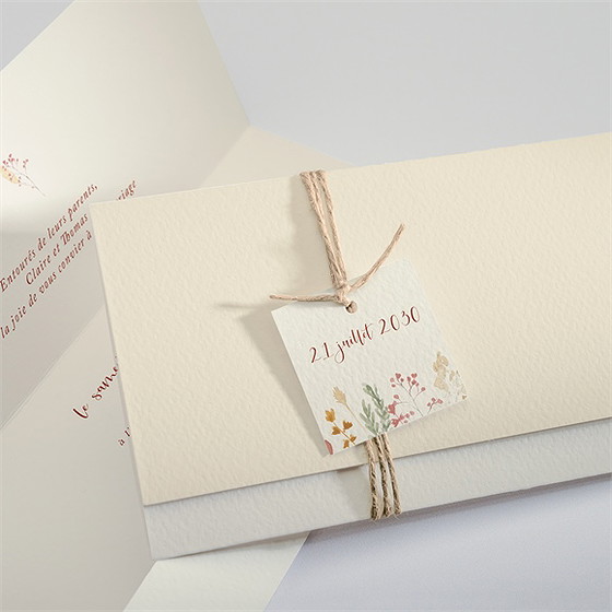 Faire-part mariage élégance champêtre pochette