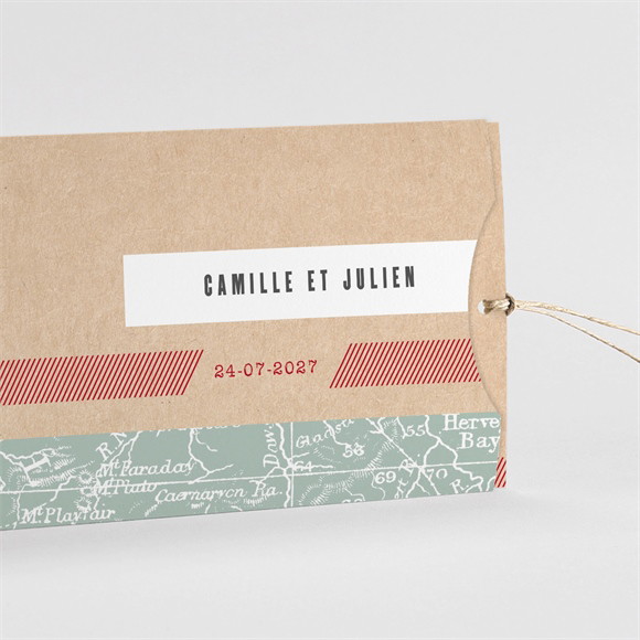 Faire-part mariage Voyage voyage pochette duo réf.N85102